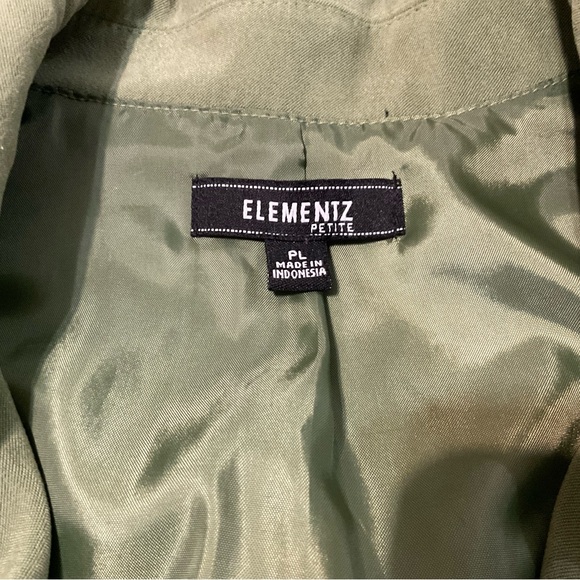 Elementz Petite Olive Green Blazer With Gathered Feminine Touch Large Petite - Picture 3 of 6